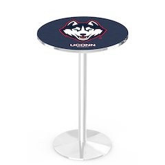 L214 University of Connecticut 42" Tall - 36" Top Pub Table with Chrome Finish