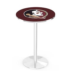 L214 Florida State (Head) 42' Tall - 36' Top Pub Table w/ Chrome Finish