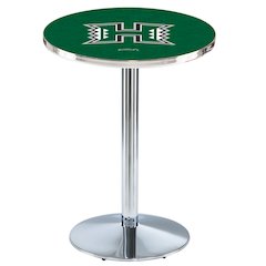 L214 University of Hawaii 42" Tall - 36" Top Pub Table with Chrome Finish