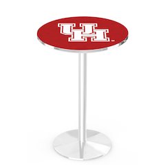 L214 University of Houston 42' Tall - 36' Top Pub Table w/ Chrome Finish