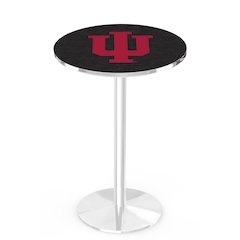L214 Indiana University 42' Tall - 36' Top Pub Table w/ Chrome Finish