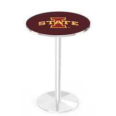 L214 Iowa State University 42" Tall - 36" Top Pub Table with Chrome Finish