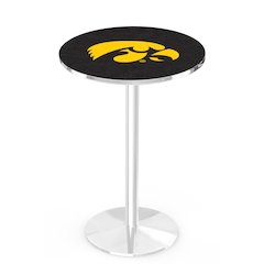 L214 University of Iowa 42' Tall - 36' Top Pub Table w/ Chrome Finish