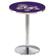 L214 James Madison University 42" Tall - 36" Top Pub Table with Chrome Finish