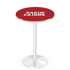 L214 University of Louisiana at Lafayette 42' Tall - 36' Top Pub Table w/ Chrome Finish