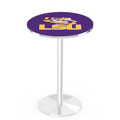 L214 Louisiana State University 42' Tall - 36' Top Pub Table w/ Chrome Finish