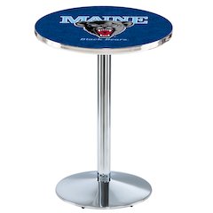 L214 University of Maine 42' Tall - 36' Top Pub Table w/ Chrome Finish