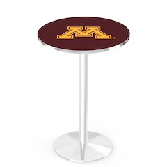L214 University of Minnesota 42' Tall - 36' Top Pub Table w/ Chrome Finish