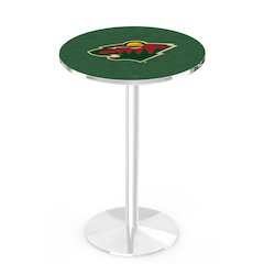 L214 Minnesota Wild 42" Tall - 36" Top Pub Table with Chrome Finish (2751)