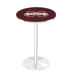 L214 Mississippi State University 42' Tall - 36' Top Pub Table w/ Chrome Finish