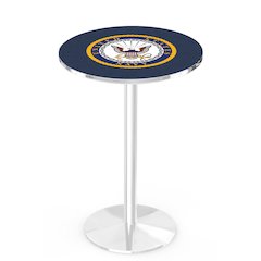 L214 United States Navy 42' Tall - 36' Top Pub Table w/ Chrome Finish