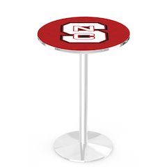 L214 North Carolina State University 42" Tall - 36" Top Pub Table with Chrome Finish