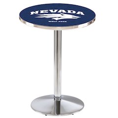 L214 University of Nevada 42" Tall - 36" Top Pub Table with Chrome Finish