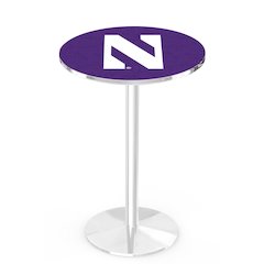 L214 Northwestern University 42' Tall - 36' Top Pub Table w/ Chrome Finish