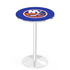 L214 New York Islanders 42" Tall - 36" Top Pub Table with Chrome Finish (3048)