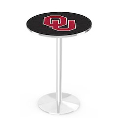L214 Oklahoma University 42' Tall - 36' Top Pub Table w/ Chrome Finish