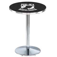 L214 POW/MIA 42" Tall - 36" Top Pub Table with Chrome Finish
