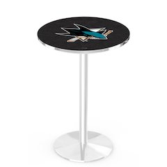 L214 San Jose Sharks 42" Tall - 36" Top Pub Table with Chrome Finish (3208)