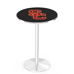 L214 University of Southern California 42' Tall - 36' Top Pub Table w/ Chrome Finish