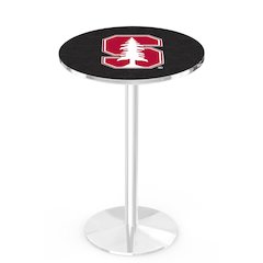 L214 Stanford University 42" Tall - 36" Top Pub Table with Chrome Finish