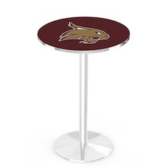 L214 Texas State University 42' Tall - 36' Top Pub Table w/ Chrome Finish