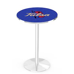 L214 University of Tulsa 42" Tall - 36" Top Pub Table with Chrome Finish
