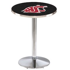 L214 Washington State University 42" Tall - 36" Top Pub Table with Chrome Finish