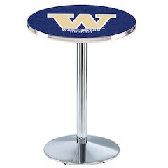 L214 University of Washington 42' Tall - 36' Top Pub Table w/ Chrome Finish