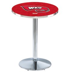 L214 Western Kentucky University 42" Tall - 36" Top Pub Table with Chrome Finish