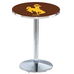 L214 University of Wyoming 42' Tall - 36' Top Pub Table w/ Chrome Finish
