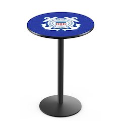 L214 United States Coast Guard 42' Tall - 36' Top Pub Table w/ Black Wrinkle Finish