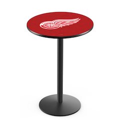 L214 Detroit Red Wings 42' Tall - 36' Top Pub Table w/ Black Wrinkle Finish (498)