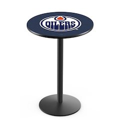 L214 Edmonton Oilers 42" Tall - 36" Top Pub Table with Black Wrinkle Finish (542)
