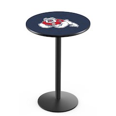 L214 Fresno State University 42" Tall - 36" Top Pub Table with Black Wrinkle Finish