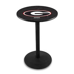 L214 University of Georgia (G)  42" Tall - 36" Top Pub Table with Black Wrinkle Finish
