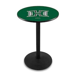 L214 University of Hawaii 42' Tall - 36' Top Pub Table w/ Black Wrinkle Finish