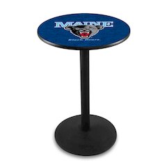 L214 University of Maine 42" Tall - 36" Top Pub Table with Black Wrinkle Finish
