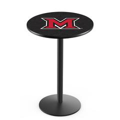 L214 Miami University (OH) 42' Tall - 36' Top Pub Table w/ Black Wrinkle Finish