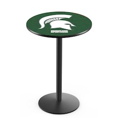 L214 Michigan State University 42" Tall - 36" Top Pub Table with Black Wrinkle Finish