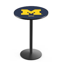 L214 University of Michigan 42' Tall - 36' Top Pub Table w/ Black Wrinkle Finish