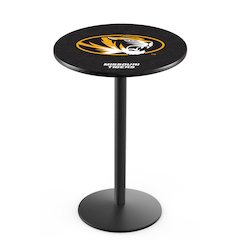 L214 University of Missouri 42" Tall - 36" Top Pub Table with Black Wrinkle Finish