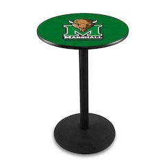 L214 Marshall University 42' Tall - 36' Top Pub Table w/ Black Wrinkle Finish