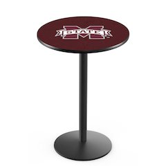 L214 Mississippi State University 42" Tall - 36" Top Pub Table with Black Wrinkle Finish