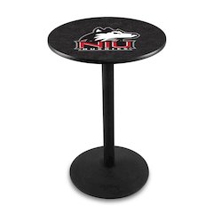 L214 University of Northern Illinois 42" Tall - 36" Top Pub Table with Black Wrinkle Finish