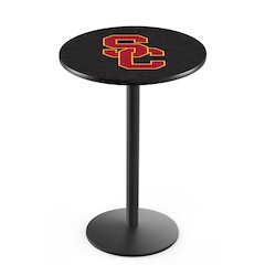 L214 University of Southern California 42" Tall - 36" Top Pub Table with Black Wrinkle Finish