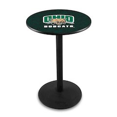 L214 Ohio University 42" Tall - 36" Top Pub Table with Black Wrinkle Finish