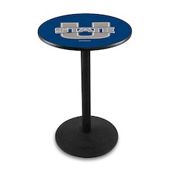 L214 Utah State University 42' Tall - 36' Top Pub Table w/ Black Wrinkle Finish