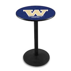 L214 University of Washington 42" Tall - 36" Top Pub Table with Black Wrinkle Finish