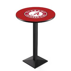 L217 University of Alabama (Script A)  42" Tall - 36" Top Pub Table with Black Wrinkle Finish
