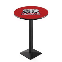 L217 University of Alabama (Elephant)  42" Tall - 36" Top Pub Table with Black Wrinkle Finish